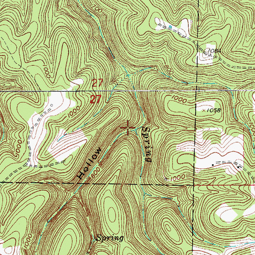 Topographic Map of Mill Hollow, AR