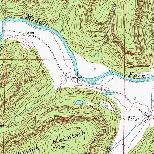 Topographic Map of Mill Hollow, AR