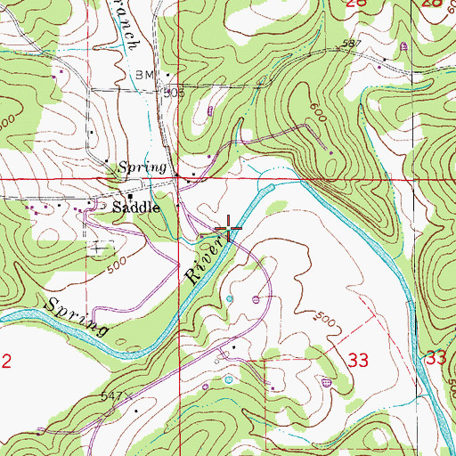 Topographic Map of Mill Pond Branch, AR