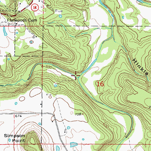 Topographic Map of Mill Prong, AR