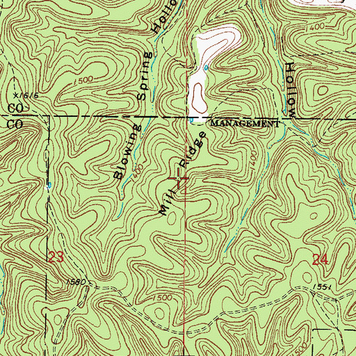 Topographic Map of Mill Ridge, AR