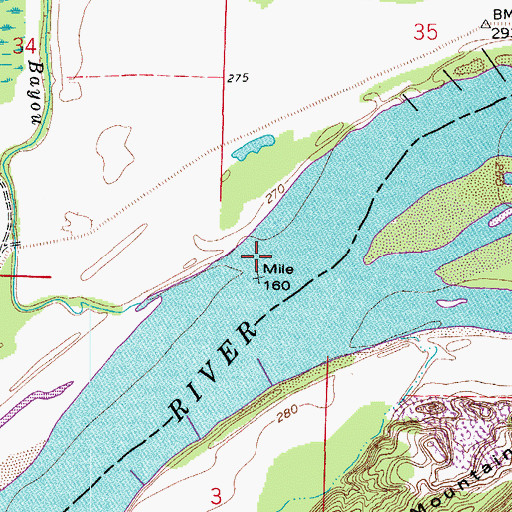 Topographic Map of Miller Bayou, AR