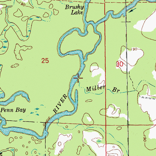 Topographic Map of Miller Branch, AR
