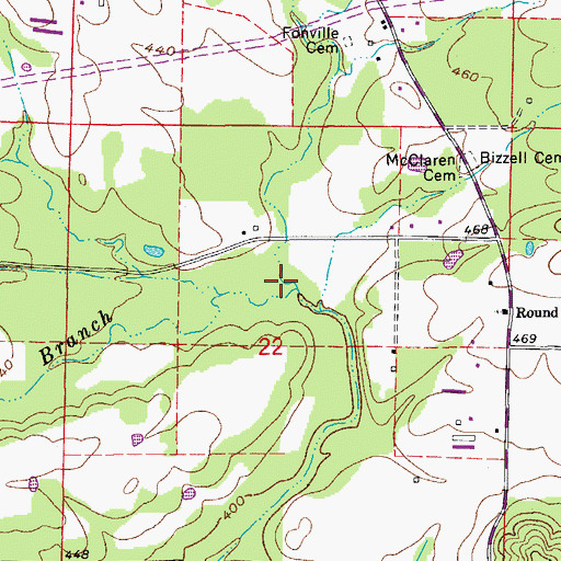 Topographic Map of Miller Branch, AR