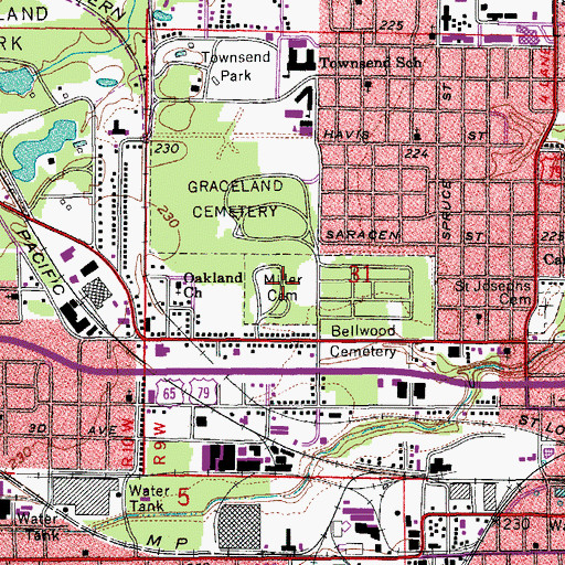 Topographic Map of Miller Cemetery, AR