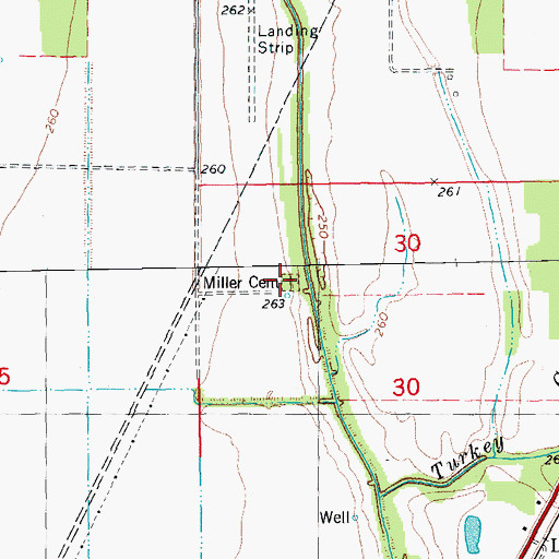 Topographic Map of Miller Cemetery, AR