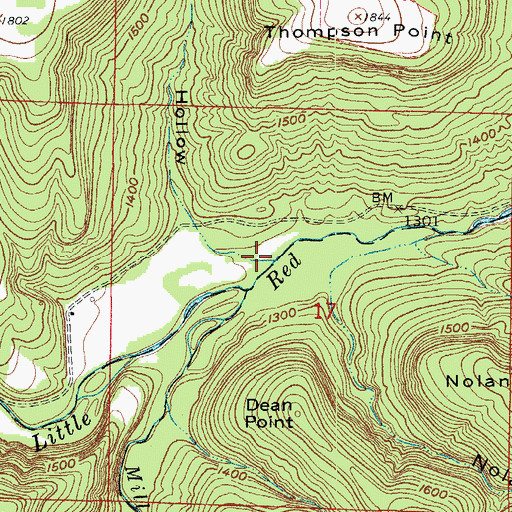 Topographic Map of Miller Hollow, AR