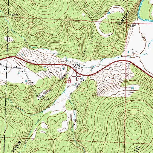 Topographic Map of Miller Hollow, AR