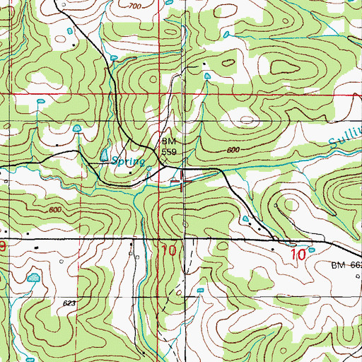 Topographic Map of Miller Prong, AR
