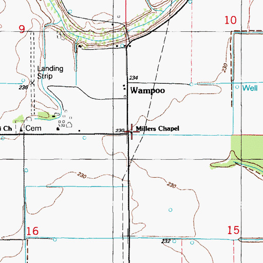Topographic Map of Millers Chapel, AR