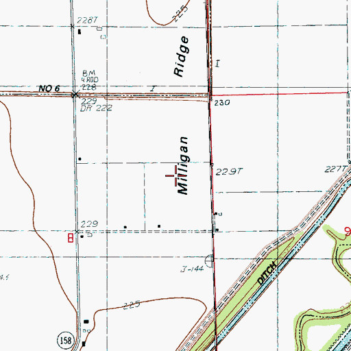 Topographic Map of Milligan Ridge, AR