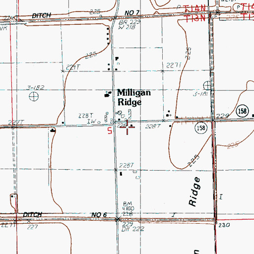 Topographic Map of Milligan Ridge Church, AR