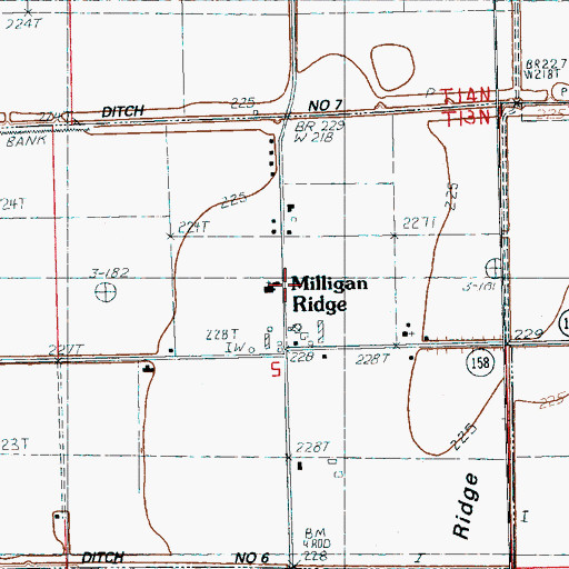 Topographic Map of Milligan Ridge School, AR