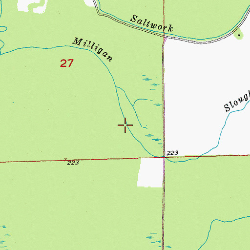Topographic Map of Milligan Slough, AR
