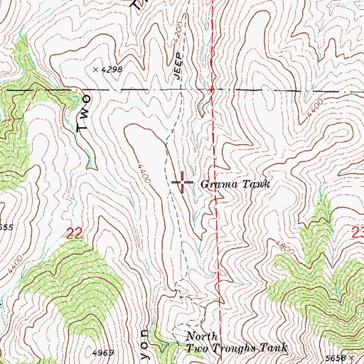 Topographic Map of Grama Tank, AZ