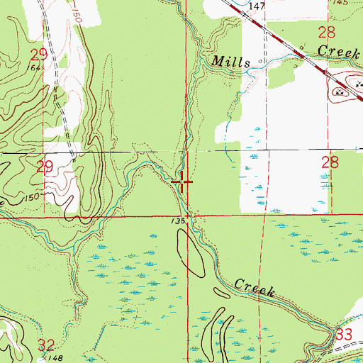 Topographic Map of Mills Creek, AR