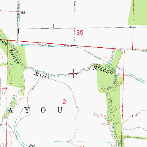 Topographic Map of Mills Slough, AR