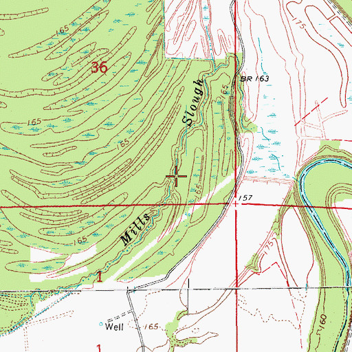 Topographic Map of Mills Slough, AR