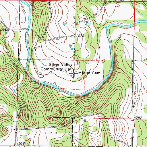 Topographic Map of Milum Cemetery, AR