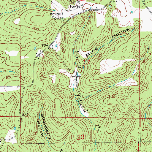 Topographic Map of Mine Hollow, AR