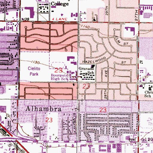Topographic Map of Grenada East School, AZ