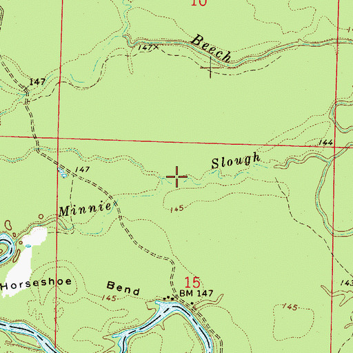 Topographic Map of Minnie Slough, AR