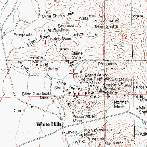Topographic Map of Grand Army of Republic Mine, AZ