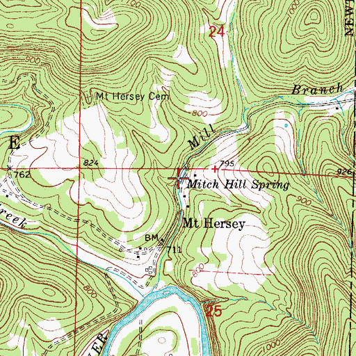 Topographic Map of Mitch Hill Spring, AR