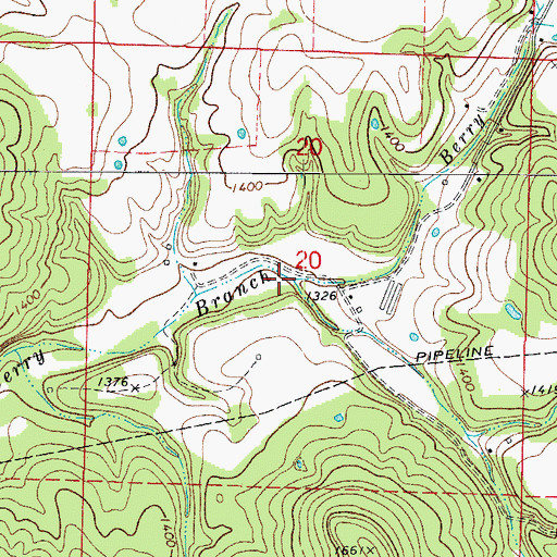 Topographic Map of Mitchell Branch, AR