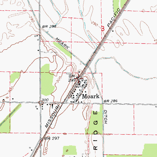 Topographic Map of Moark, AR