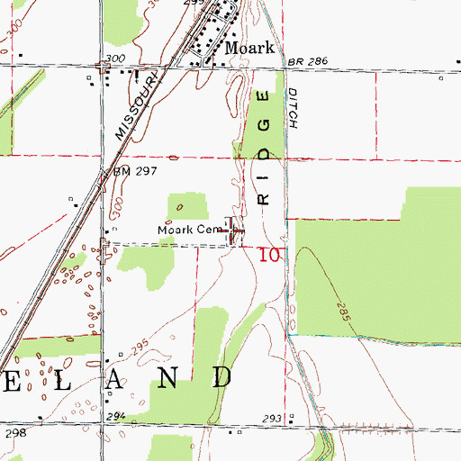Topographic Map of Moark Cemetery, AR