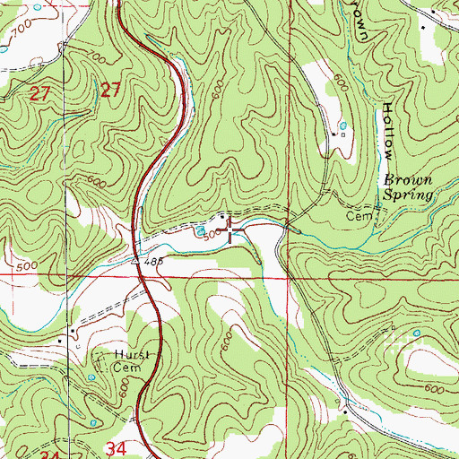 Topographic Map of Moccasin Creek, AR