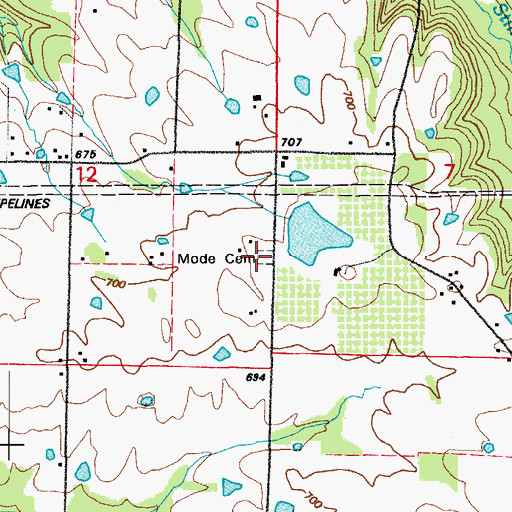 Topographic Map of Mode Cemetery, AR