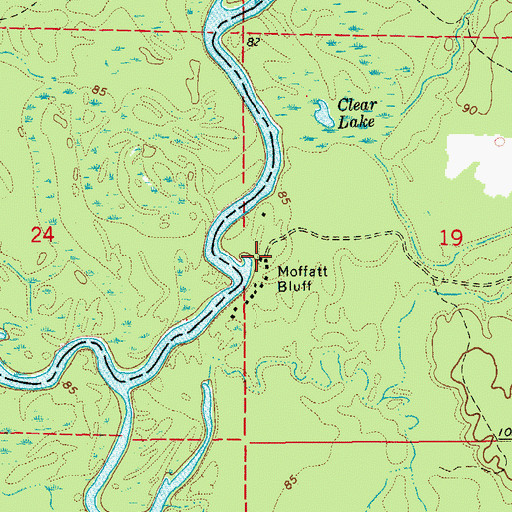 Topographic Map of Moffatt Bluff, AR