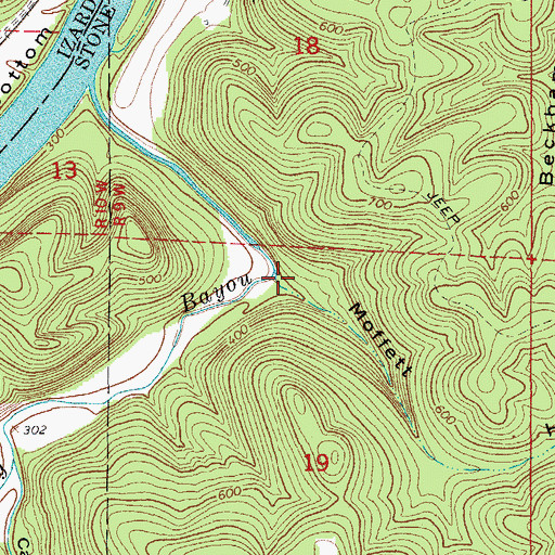 Topographic Map of Moffett Hollow, AR