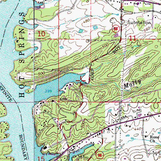 Topographic Map of Molly Creek, AR