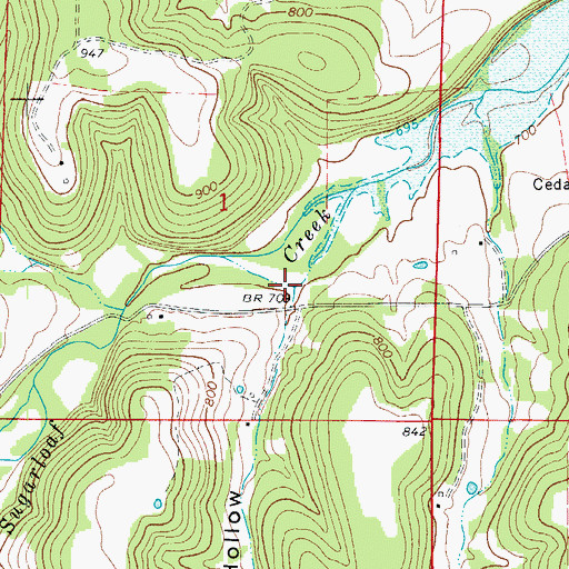 Topographic Map of Monroe Hollow, AR