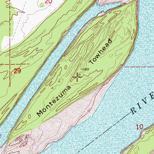 Topographic Map of Montezuma Towhead, AR