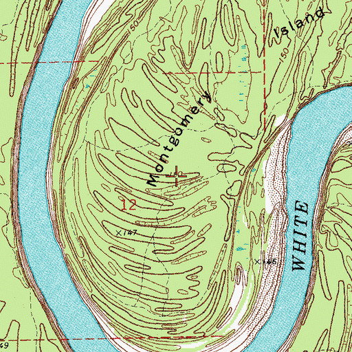 Topographic Map of Montgomery Island, AR