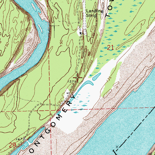 Topographic Map of Montgomery Towhead, AR