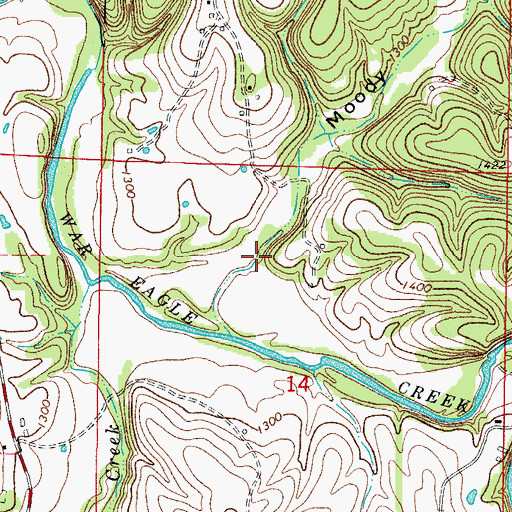 Topographic Map of Moody Hollow, AR