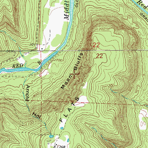 Topographic Map of Moon Bluffs, AR