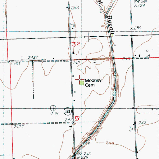 Topographic Map of Mooney Cemetery, AR