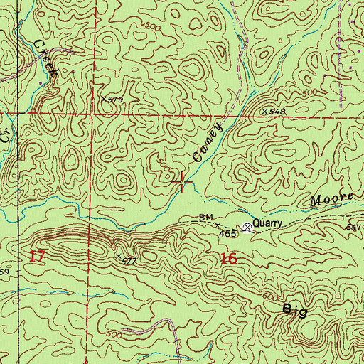 Topographic Map of Moore Branch, AR