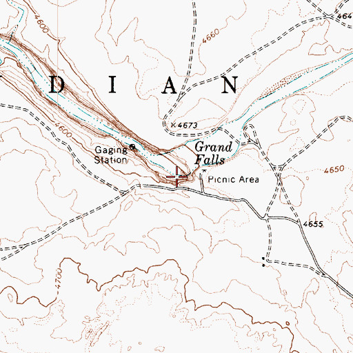 Topographic Map of Grand Falls, AZ