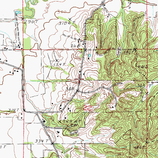 Topographic Map of Moore Cemetery, AR