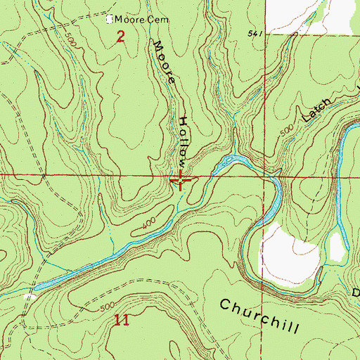 Topographic Map of Moore Hollow, AR