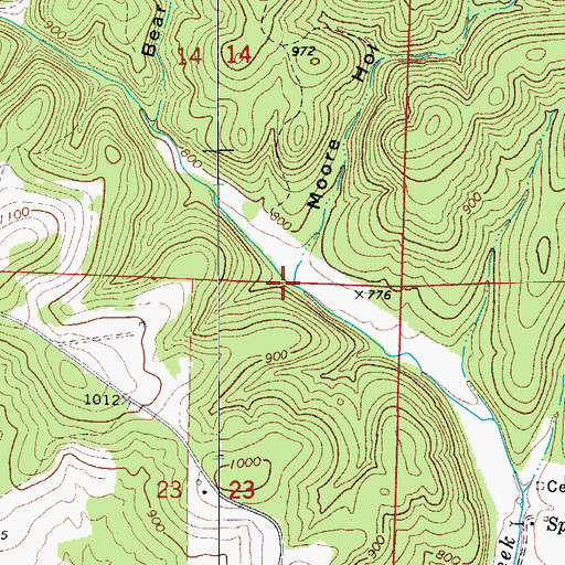 Topographic Map of Moore Hollow, AR