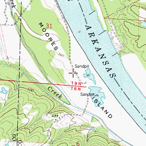Topographic Map of Moores Island, AR