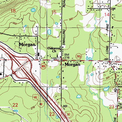 Topographic Map of Morgan, AR